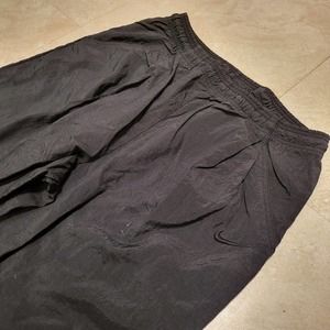 VTG Nike Mens M Medium Black Swoosh Nylon Drawstring Sweatpants Joggers
